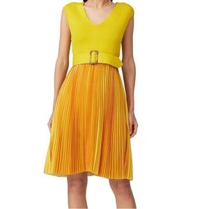 Full of 70s inspiration and sunshine, a belted waist and pleated skirt.